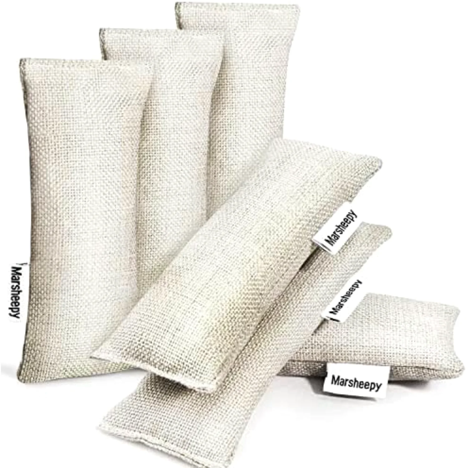 6 charcoal bags, 60 g, beige linen