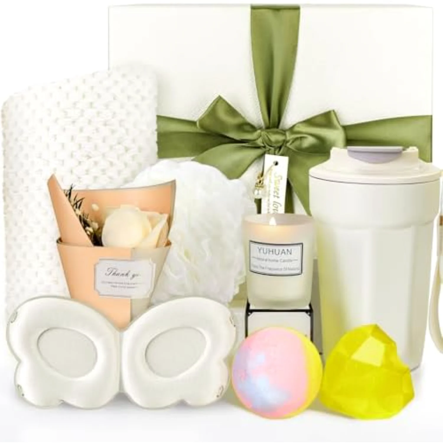 Birthday gift basket, beige
