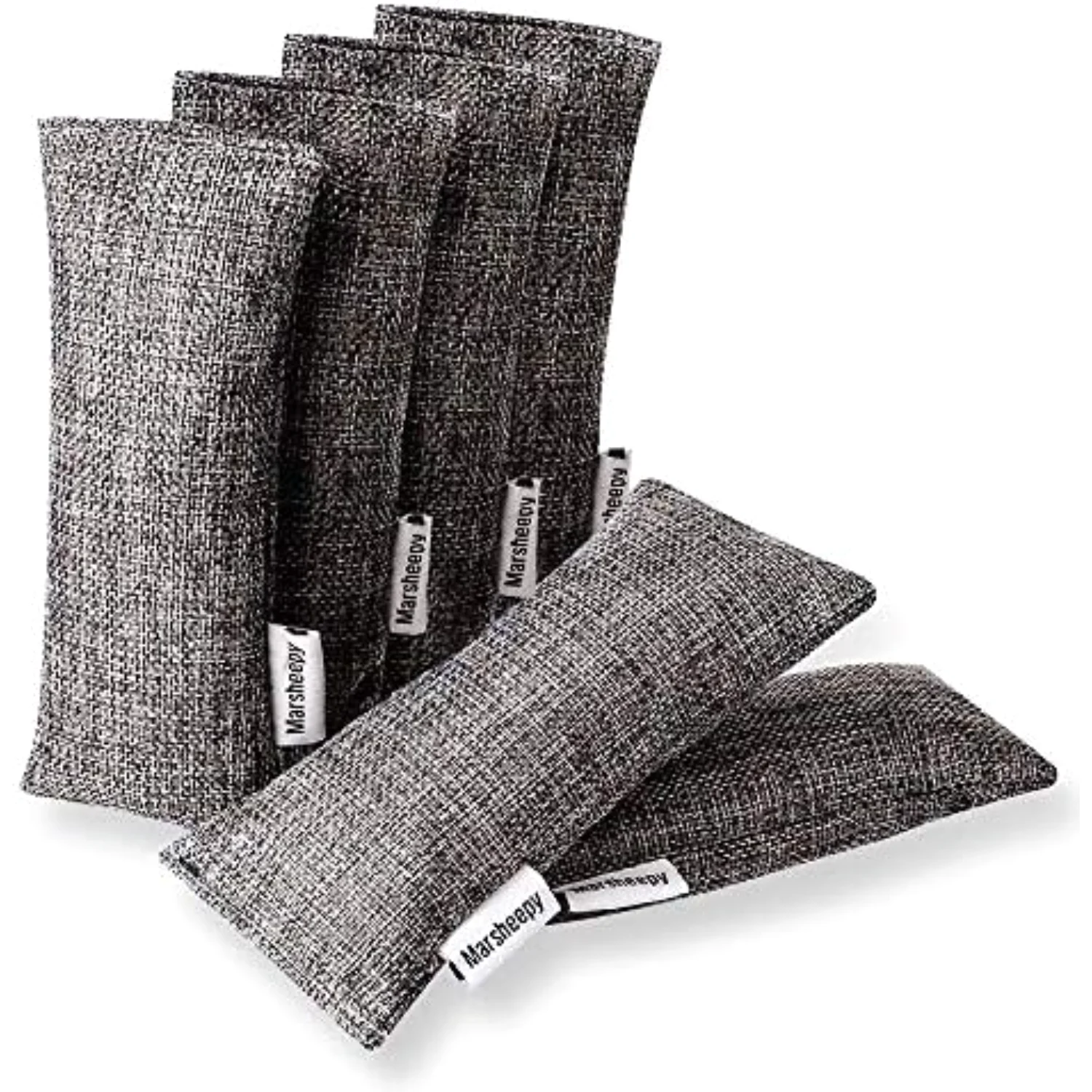 6 charcoal bags, 60 g, grey linen